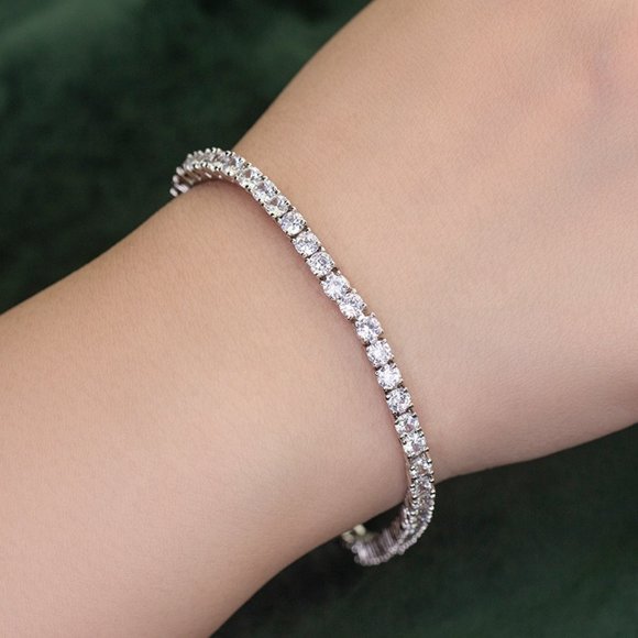 3mm Round Cut Luxurious Moissanite Tennis Bracelet With 925 Sterling Silver - Picture 2 of 5